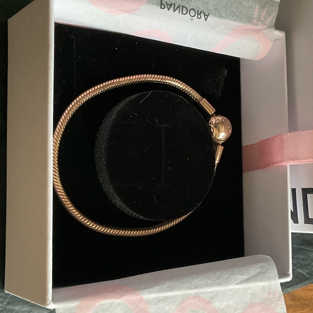 PANDORA Elegant 14K ROSE Gold PLATED SNAKE Bracelet 7 INCHES